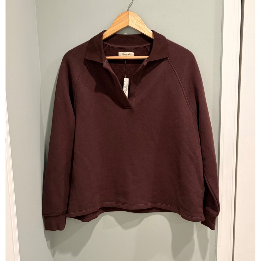 Madewell MWL Re-sourced Fleece Polo Sweatshirt  N0164‎ Womens Small NEW - Picture 5 of 10